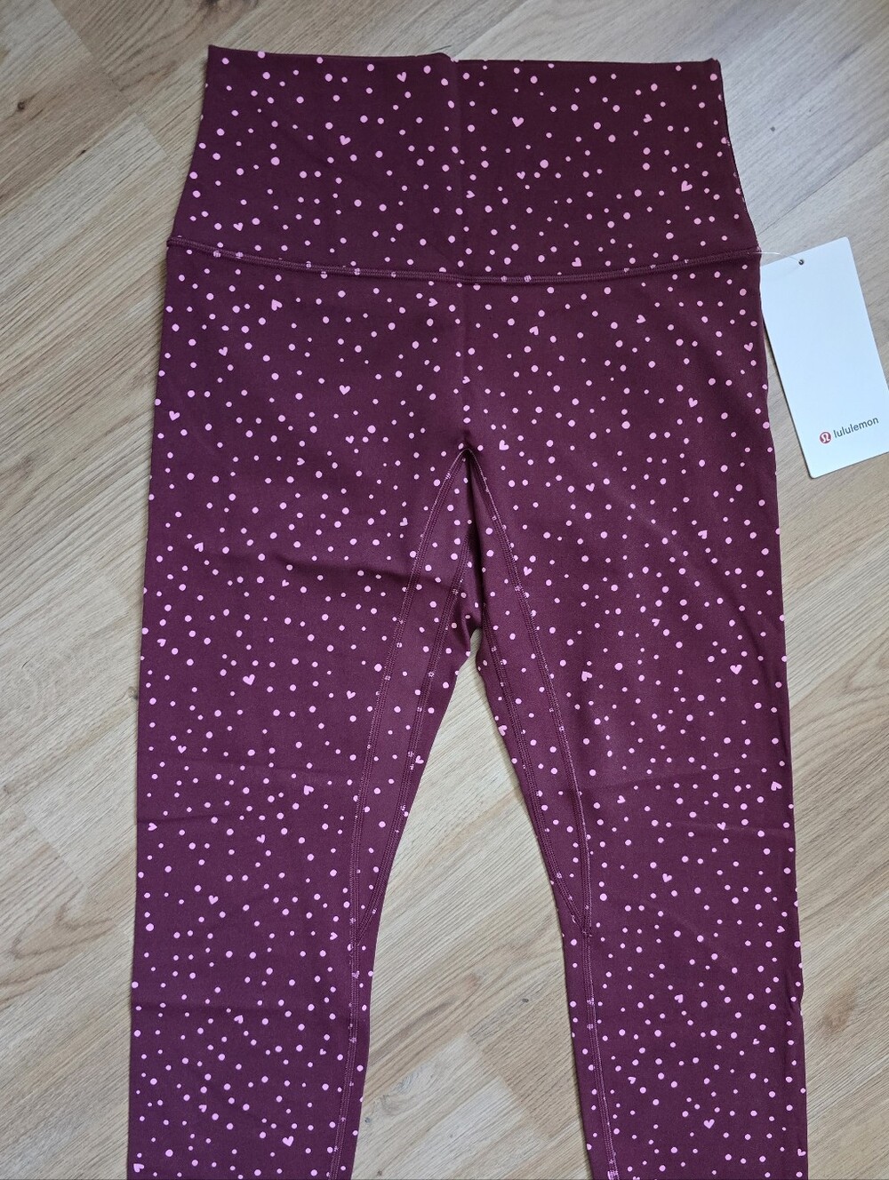 Lululemon NWT Align No Line HR Pants 25'' Size 8 Heart Scatter Dot Burgundy